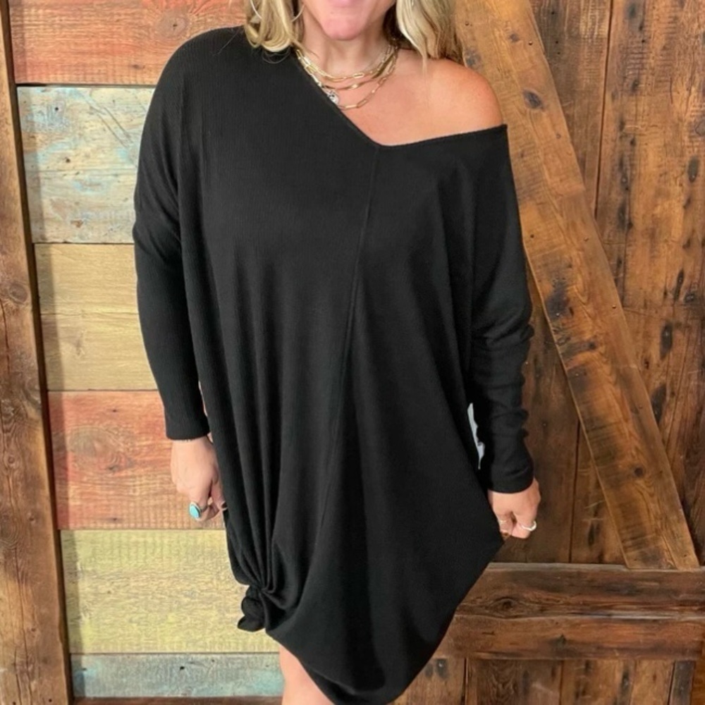 YANA K Lisa French Terry Oversized Mini Dress, Muted Olive Color - OSFA NEW